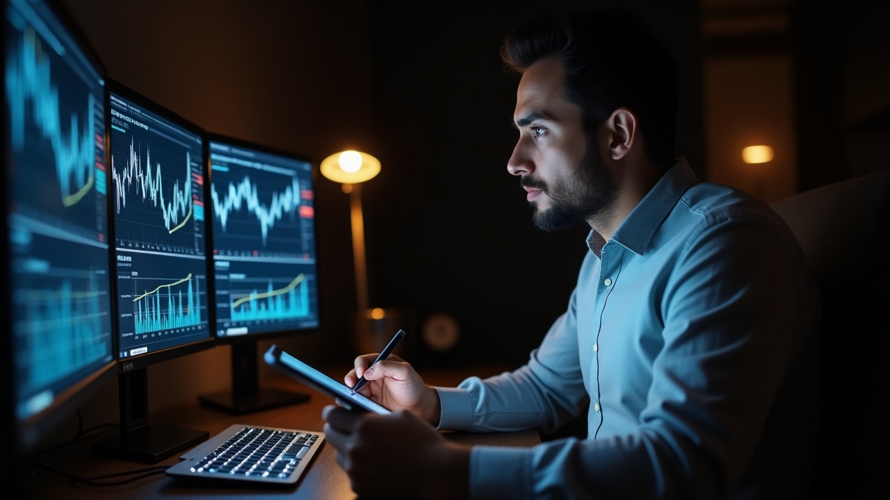 Persona analizando gráficos financieros